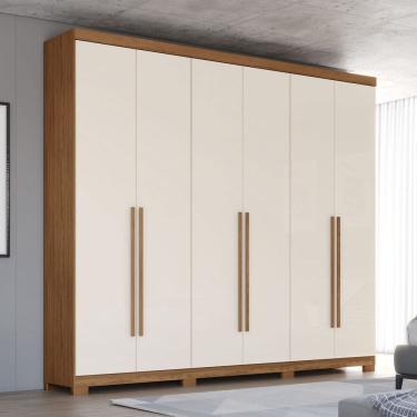 Imagem de Guarda-Roupa Casal Pétrus 6 Portas 4 Gavetas 100% Mdf Natural/Off White - Henn