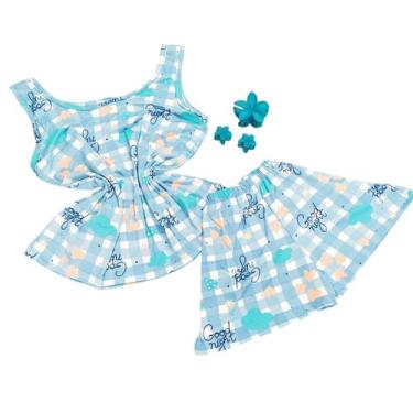 Imagem de Pijama Feminino Regata em Suede - NoBrand, Xadrez azul, P