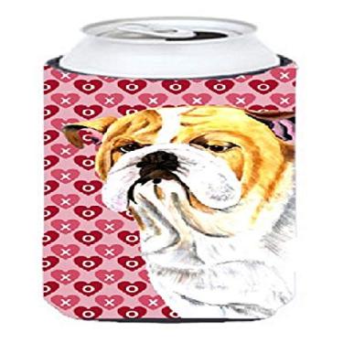 Imagem de Caroline's Treasures SC9265TBC Bulldog English Hearts Love Valentine's Day Portrait Tall Boy Beverage Isolador isolante para bebidas, para meninos altos, multicolorido
