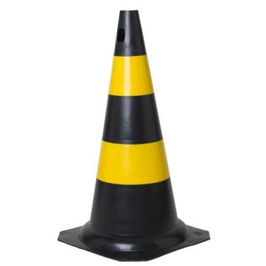 Imagem de Cone Rígido de Sinalização 50cm - PLASTCOR, 50CM, Preta/Amarela
