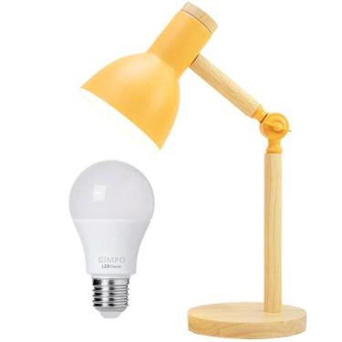 Imagem de Luminária Mesa Abajur 45cm Articulada Retrô Madeira Gimpo KJTD-685-PAI