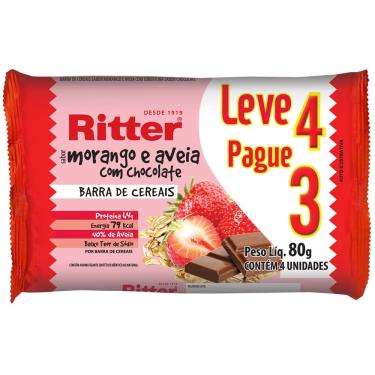 Imagem de BARRA RITTER AVEIA E MORANGO L4P3 80G
