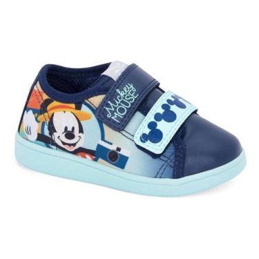 Imagem de Tênis Infantil Masculino Mickey Mouse Velcro Disney Nº27 Cor Azul - Sugar Shoes