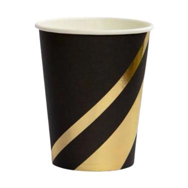 Imagem de Copo De Papel Silver Listra Preta E Dourada 270ml 10un