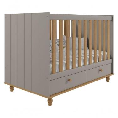 Imagem de Quarto De Bebê Com Berço Candy E Cômoda 1 Porta 3 Gavetas Casinha Permobili Fendi/nature