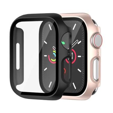 Imagem de Pacote com 2 capas rígidas para Apple Watch Series 9 Series 7 8 45 mm [proteção total], protetor de tela integrado [sensível ao toque] Capa protetora fina para iWatch S9/S8/S7 acessórios de 45 mm