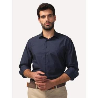 Imagem de Camisa Dudalina Masculina Comfort Fit Lisa Azul Marinho-Masculino