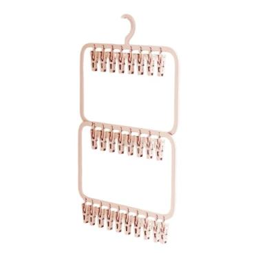 Imagem de WeiLaiKeQi Rack de secagem de meias penduradas secador de seco rotativo Clipes de gancho à prova de vento cabide de secagem para insolas roupas sutiã casa, Dupla Camada