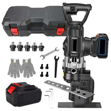 Imagem de Furador portátil de 1800 W - 2 baterias de íons de lítio de 4,0 Ah, força hidráulica de 16 T, 5 matrizes (φ8,5, φ10,5, φ12,5, φ14,5, φ20,5), operação rápida de 2 a 3 segundos, 300 furos/ciclo, pa