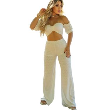Imagem de Saída de Praia Feminina Ciganinha com Calça Longa