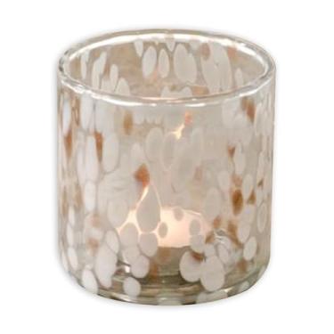 Imagem de 100 North PD Jarra de vela para casa e jardim para velas votivas, pequenos arranjos florais de 7,6 cm, com detalhe moderno para casa ou casamento, castiçal, marrom, macio, branco, salpicado