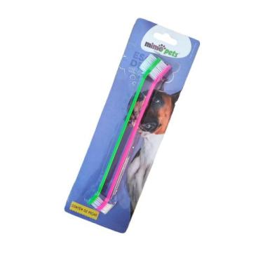 Imagem de Kit 2 Escovas De Dente Higienizadora Colorida Gatos Cães Mimo Pets