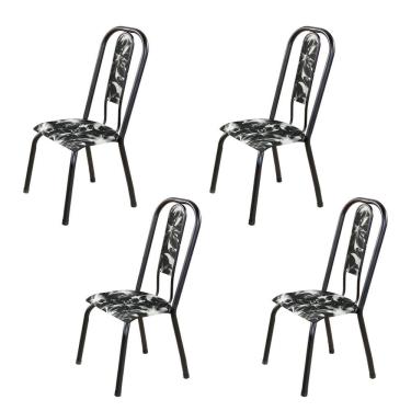 Imagem de Kit com 04 Cadeiras para Sala de Jantar Fortaleza Floral Preto / Preto