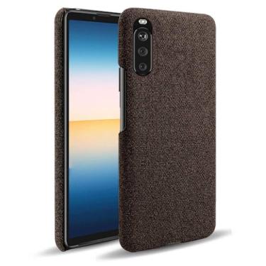 Imagem de Capa para Sony Xperia 10 III,Capa desenhada em lona,Case Protetora Ultrafina com Empunhadura Macia,Design em Tecido Antichoque e Antiarranhões-Brown