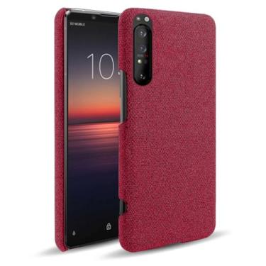 Imagem de Capa para SONY Xperia 1 II,Capa desenhada em lona,Case Protetora Ultrafina com Empunhadura Macia,Design em Tecido Antichoque e Antiarranhões-Red