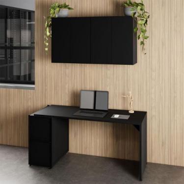 Imagem de Mesa Escrivaninha 150cm e 2 Armários Aéreos 4 Portas F5 - F5 Office G,