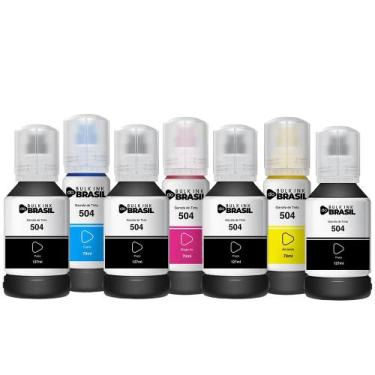 Imagem de Kit 07 refil de tintas T504 Compatível Para Epson L4150, L4160, L4260,