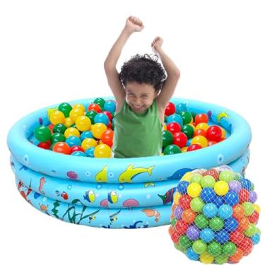 Imagem de Piscina Infantil Azul Inflável 100 Litros + 50 Bolinhas Coloridas
