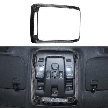 Imagem de Fewshaw Tampa da lâmpada de leitura de teto interior de fibra de carbono acessórios de acabamento para Chevy Tahoe Suburban 2021-2023 para GMC Yukon 2021-2023