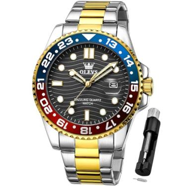 Imagem de OLEVS Relógio masculino para negócios, analógico, quartzo, aço inoxidável, à prova d'água, luminoso, para mergulho, luxuoso, casual, masculino, prata, relógio de pulso masculino, relógios pretos