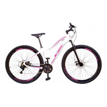 Imagem de Bicicleta Feminina Aro 29 Ksw Mwza Alumínio 24v Freio a Disco Garfo Suspensão (Branco/Pink/Violeta, 15)