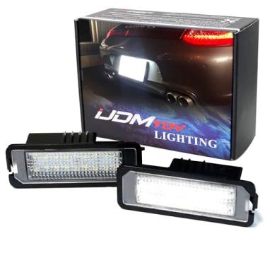 Imagem de iJDMTOY Kit de luz de placa de licença de LED completo de 3 W compatível com Volkswagen Golf GTi CC Rabbit Eos Beetle Porsche Cayman Carrera Cayenne Boxster, LED branco xenon 18-SMD e sem erros de