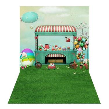 Imagem de Fundo Fotográfico Tecido Sublimado Newborn 3D Páscoa