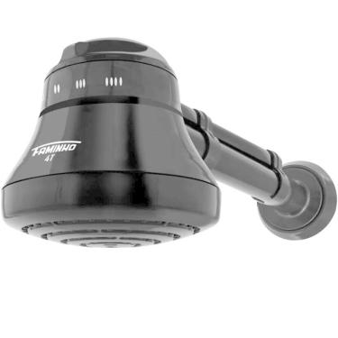 Imagem de Ducha Chuveiro Faminho Seletor 4 Temperaturas Cano de 30cm Chuveirinho Manual Preto Fame