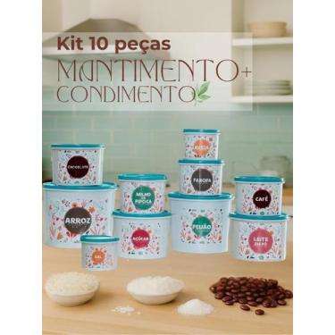 Imagem de Kit de Mantimentos Linha Floral  Organização com Delicadeza 10 Potes -