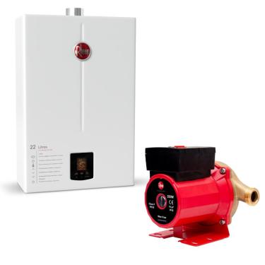 Imagem de Kit Aquecedor 22L GN + Bomba Pressurizadora 350W 220V Rheem
