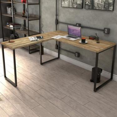 Imagem de Mesa para Escritório de Canto em L Win Carvalho - Pnr Móveis, Marrom, 