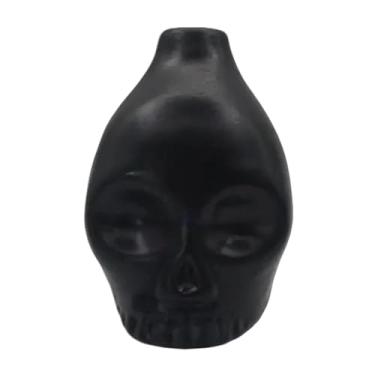 Imagem de Apito da morte asteca – apito de caveira de cerâmica feito à mão para gritos aterrorizantes, perfeito para o Dia das Bruxas e Dia de Los Muertos – apito asteca autêntico (preto)