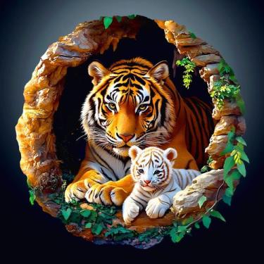 Imagem de Puzzles de madeira Purdicra Tiger Family 200 unidades para adultos