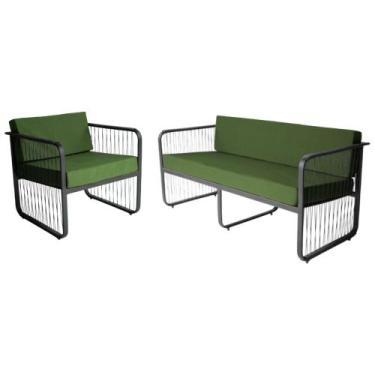 Imagem de Conjunto 1 Namoradeira e 1 Poltrona Área Externa Santiago Em Alumínio 