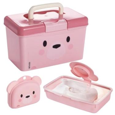 Imagem de Conjunto Infantil Maleta Farmácia com Tampa Basculante, Trava de Segurança e Alça de Transporte + Porta Lenço Umedecido de Plástico com Fechamento Hermético de Borracha e Sistema de Abertura Facilitado + Saboneteira Infantil de Viagem com Tampa Basculante, Fechamento de Pressão e Alça de Transporte 