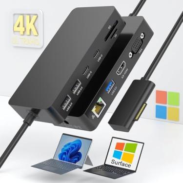 Imagem de Estação de ancoragem Surface Pro, monitores triplos Microsoft Surface Dock 11 em 1 4K a 60 Hz HDMI + VGA, base de superfície para Microsoft Surface Pro 11/10/9/8/X/7/6/5/4, Surface Laptop Go/7/6/5/4