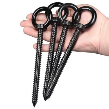 Imagem de OHIYO Ganchos de olhal resistentes de 15 cm M10 Capacidade de carga do parafuso de ilhó auto-roscante, 385 kg, ganchos de parafuso resistentes para suporte de rede, cadeira de balanço, ioga, uso