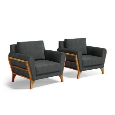 Imagem de Kit 2 Poltronas Sabrina De Madeira Maciça Com Almofada