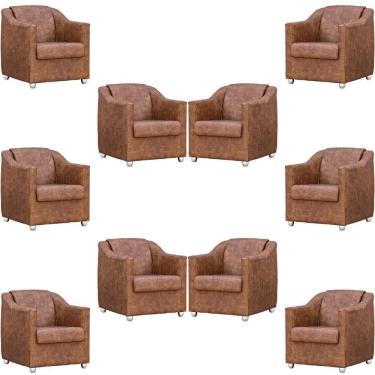 Imagem de Kit 10 Poltronas Mila Corino Cores Pé De Plástico Cromado - Peroba Corino