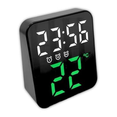 Imagem de Relógio Despertador Digital de Mesa e Parede com Luz Noturna Exibição de Temperatura Ideal para Quarto USB ou Pilha Canto do Lar