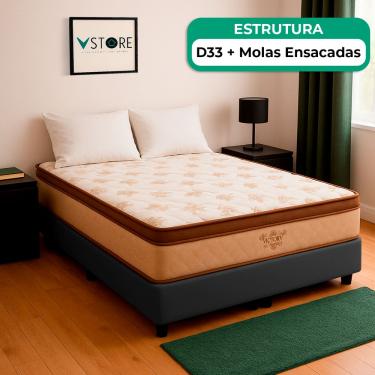 Imagem de Cama Box Viúvo Cinza e Colchão Four Season Molas Vstore