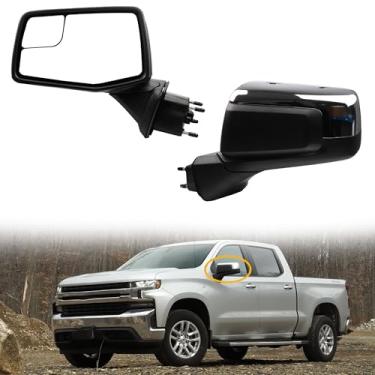 Imagem de Dasbecan Espelho lateral esquerdo do motorista compatível com Chevy Silverado 1500 2019-2024 com aquecimento elétrico/ponto cego/substituição manual do espelho retrovisor cromado dobrável #GM1320583