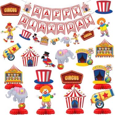 Imagem de HaPiBiDesign Kit De Decoração Para Festa Circo, Conjunto Completo Com Faixas, Recortes E Centros Mesa Festas Aniversário Tema Carnaval Chás Bebê