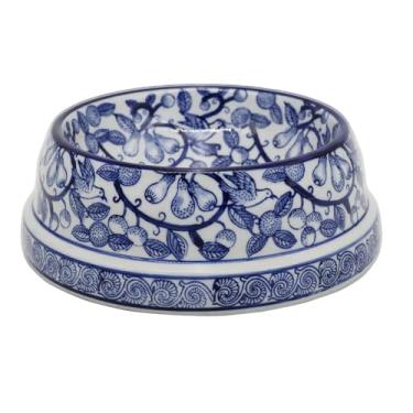 Imagem de Aimusego Tigela de cerâmica azul e branca, presentes para donos de animais de estimação, presente para cães, base antiderrapante, médio, grande, água e comida, prato para gatos - 23 cm