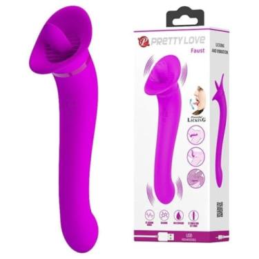 Imagem de Vibrador Duplo Com Língua Estimuladora 12 Vibrações Brinquedo Erótico Feminino Potente e Discreto