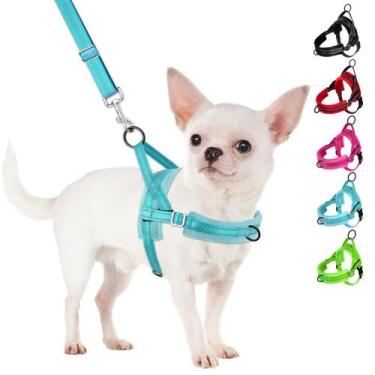 Imagem de Conjunto de arnês e coleira para cães SlowTon No Pull para cães pequen