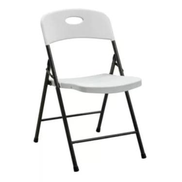 Imagem de Cadeira Dobrável de Aço, Polipropileno, Portátil, Preta, para Eventos e Reuniões (Branco)