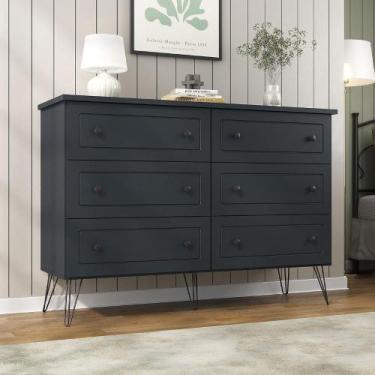 Imagem de Cômoda Industrial 136cm c/ 6 Gavetas e Pés em Aço 100% MDF - Mambel Q,