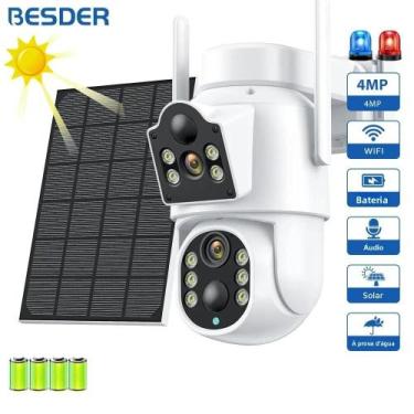 Imagem de Câmera Solar Wi-fi De 4MP PTZ Externa 1080P Visão Noturna Tela Dupla 7
