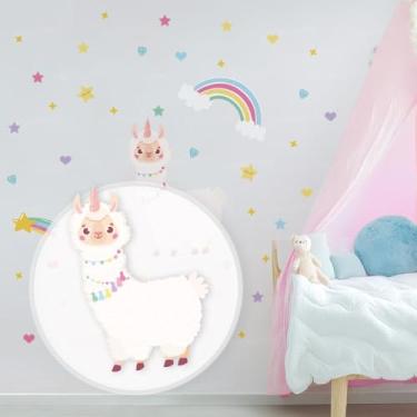Imagem de Papel de Parede Infantil Tema Lhama Lavável Seguro Criativo e Fácil Aplicação para Quarto Bebê Criança Menina Menino Pais Decoradores
